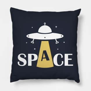 Retro minimal UFO Sci Fi Pillow