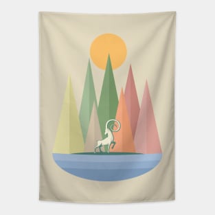 Goat in Nature Landscape Collage Tapestry