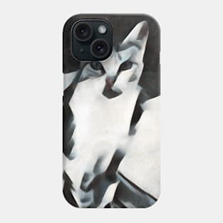 Abstract Black and White Cat Painting Phone Case