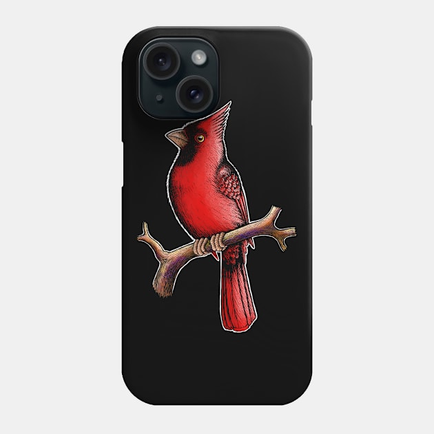 Red Cardinal bird Phone Case by Artardishop