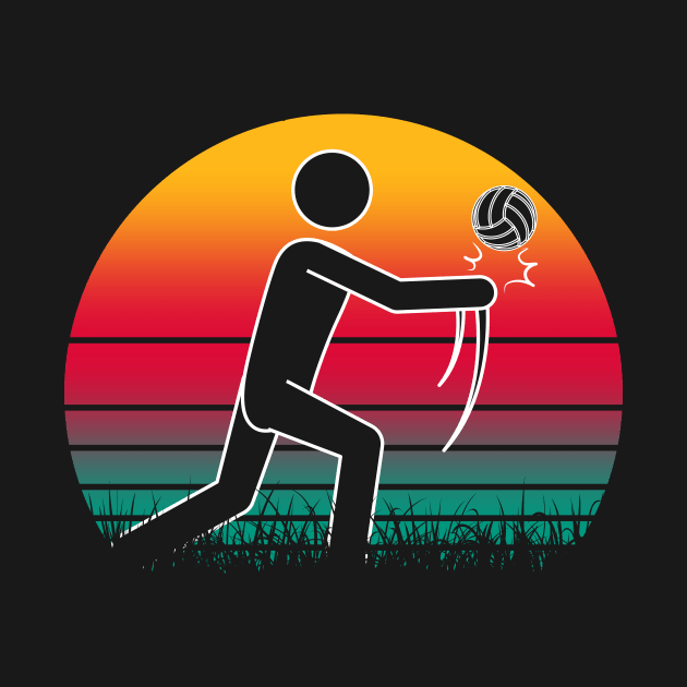 Travel back in time with beach volleyball - Retro Sunsets shirt featuring a player! by Gomqes