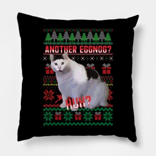 Huh Cat Ugly Xmas Sweater Pillow