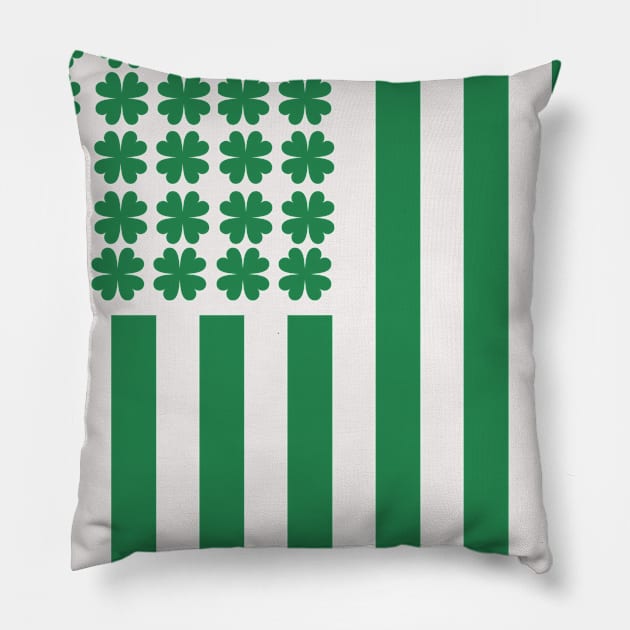 FOUR LEAVES CLOVER USA FLAG Pillow by Kishu