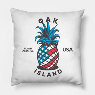 Oak Island, NC Summertime Vacationing Patriotic Pineapple Pillow
