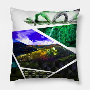 oaxaca the land of mud and green ecopop collage Pillow