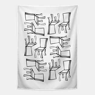 Dancing Black Chairs Tapestry