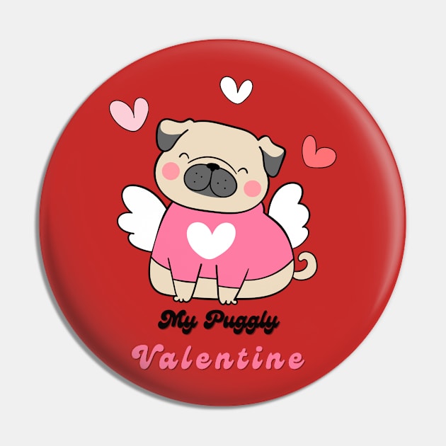 Funny Pug Valentine Pin by BestNestDesigns