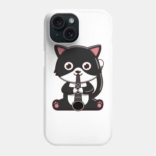 Cute Tuxedo Cat Playing The Clarinet Phone Case