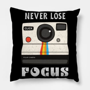 Photographer Never Lose Focus Vintage 70s Camera Pillow