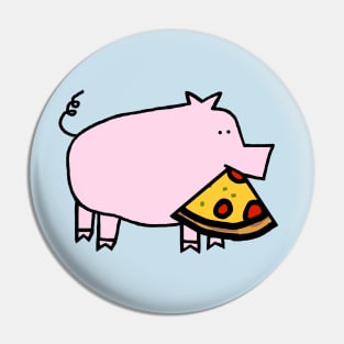 Cute Pink Pig with Pepperoni Pizza Slice in Mouth Pin