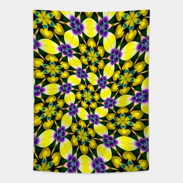 Yellow and Purple Daisy Pattern Tapestry by PatternFlower