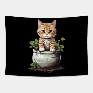 Cat In Planter Tapestry