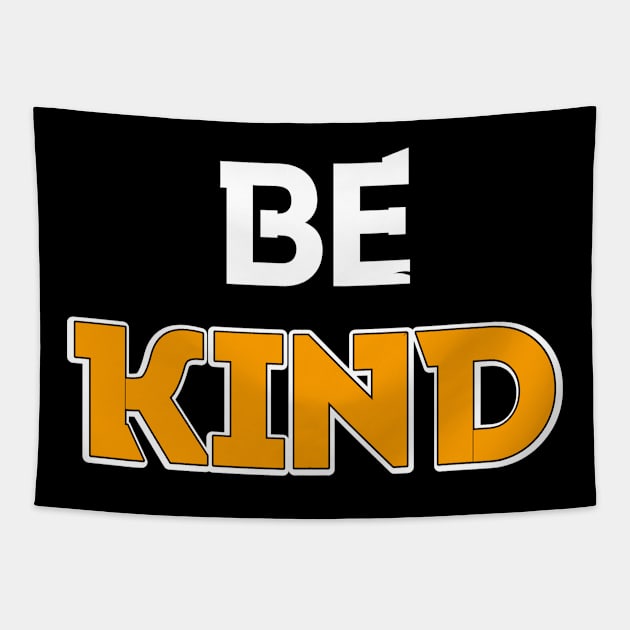 Be Kind in Black & yellow Peach & White Tapestry by YourSelf101