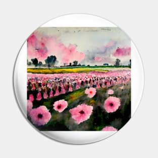 Fresh pink watercolor flower field Pin