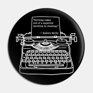 Welty Reading Comes Out, White, Transparent Background Pin