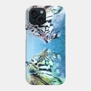 ✪ Tiger Brothers ✪ Mirror Universe Abstract Animal Art / Exotic Blue Kings Phone Case