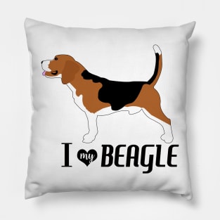 Beagle Dog Pattern in Blue Fun Beagles Paw Prints and Bone Print Pillow