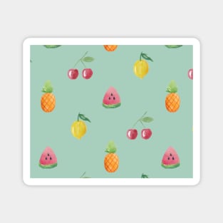 Turquoise Watercolor Fruit Pattern Magnet