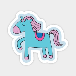 Happy Pony - sky blue and pink by Cecca Designs Magnet