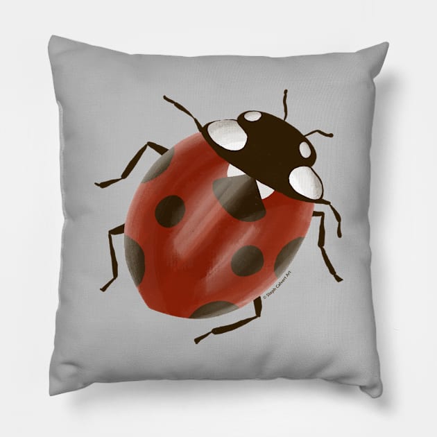 Ladybug Pillow by Steph Calvert Art