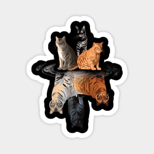 Cats Lover Cat Water Reflection Cats Tigers Magnet