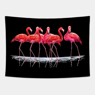 Beautiful Tropical Dancing Art Pink Flamingos Love Tapestry