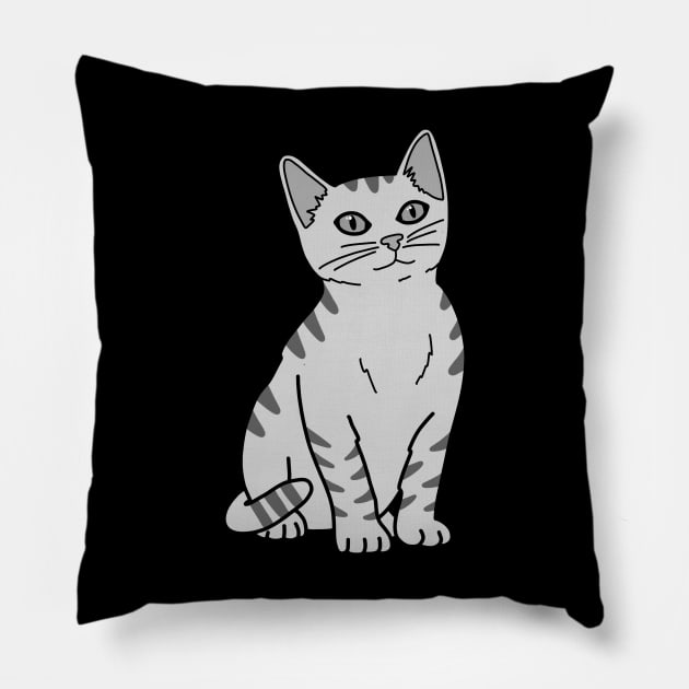 Silver Cat Pillow by Kelly Louise Art