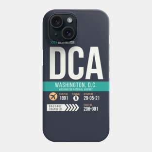 Washington DC (DCA) Airport Code Baggage Tag Phone Case