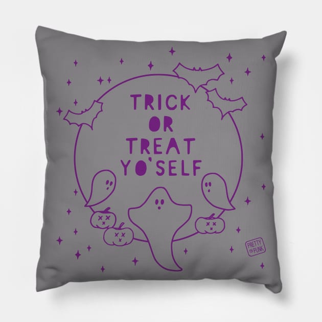 Trick or Treat Yo'Self Pillow by prettyinpunk