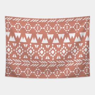 Boho Mud Cloth Pattern On Brown Terracotta Tapestry