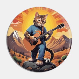 Cat Guitar Mountain Pin