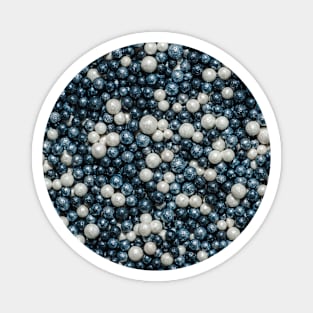 Black, White and Silver Sprinkle Spheres Candy Photograph Circle Magnet