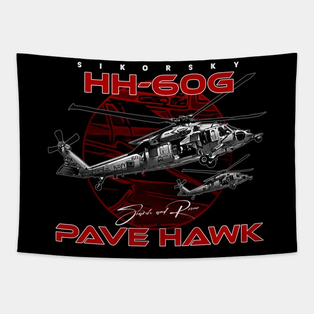 HH-60G Pave Hawk Search and  Rescue Helicopter Us Navy Air Force Tapestry by aeroloversclothing