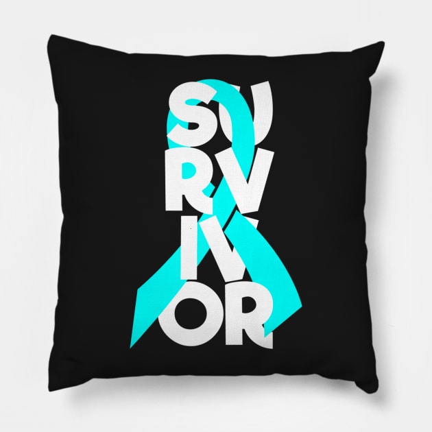 Ovarian Cancer Survivor Awareness Lime Green Ribbon Pillow by ShariLambert