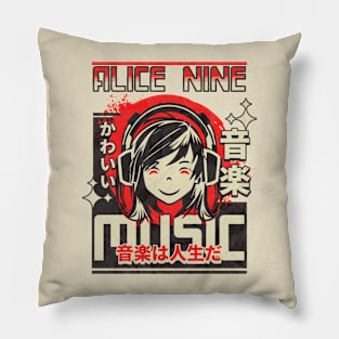 listening music//retro anime Pillow