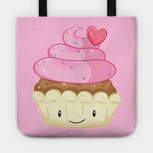 Happy Cupcake Pink Heart Smiley Face Tote