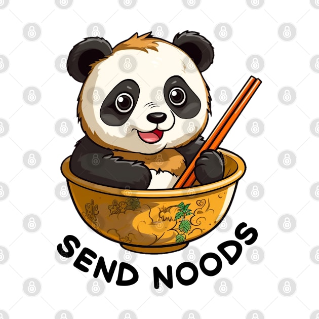 Kawaii Panda in Bowl of Ramen Send Noods by AstroWolfStudio