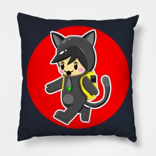 cute and funny cat character cartoon Pillow