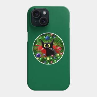 Cat and Christmas Tree Phone Case