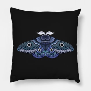 Moth sticker blue and green Pillow