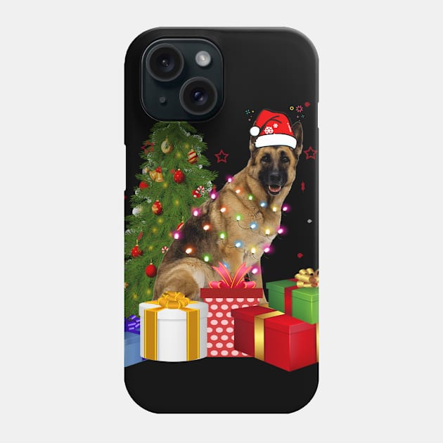 German Shepherd Christmas Dog Shirt With Santa Hat Christmas Funny Gift Phone Case by CoolTees