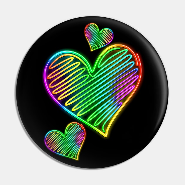 Heart Love Neon Rainbow Colors Pin by BluedarkArt