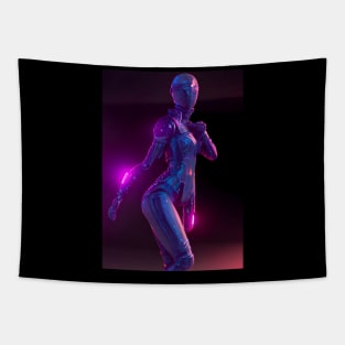 Cybergirl Futuristic Purple Punk Dancer Tapestry