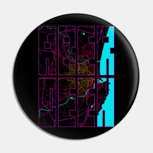 Aberdeen, Scotland City Map Typography - Neon Pin