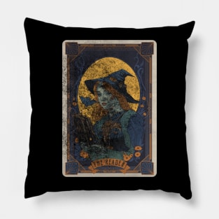 The Reader Distressed Witch Halloween Tarot Card Pillow