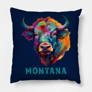 Montana American Bison Lover Buffalo for Men Women Souvenir Pillow