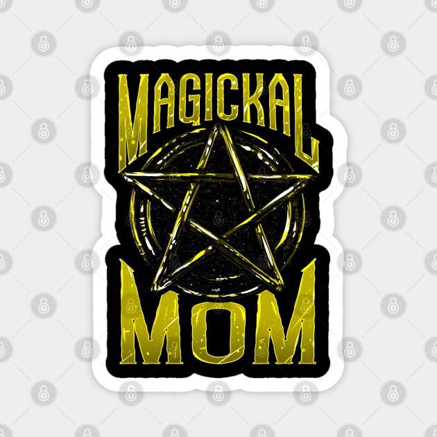 Magical Mom Pentagram Symbol Funny Occult Vintage Halloween Magnet by creative