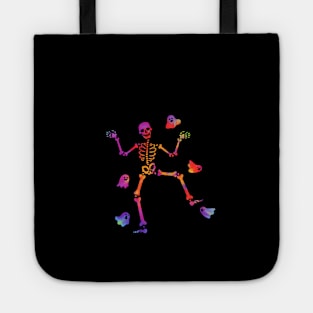 Tie dye colorful skull halloween Tote