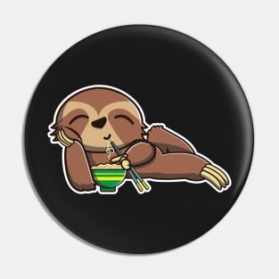 Cute Sloth Eating Ramen Noodle Kawaii Sloth for kids product Pin