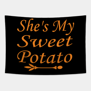 She's My Sweet Potato Thanksgiving Halloween Matching Couple Tapestry